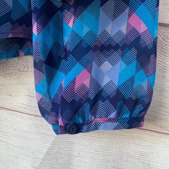 Decree Blue and Pink Abstract Blouse Tassel Tie String Long Sleeve Size Medium - Picture 8 of 15
